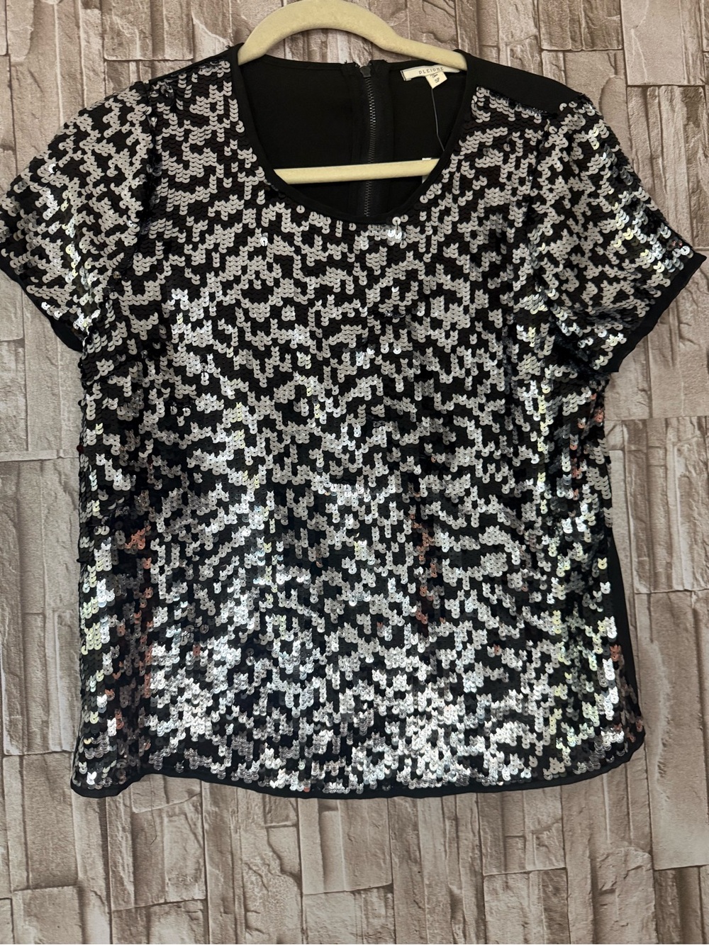Pleione Black Sequin Short Sleeve Tee